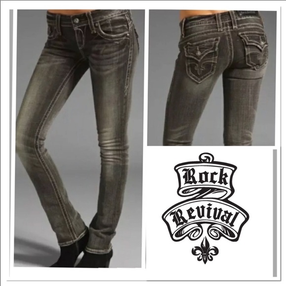 Rock Revival Denim - Rock revival Christina straight gray jeans